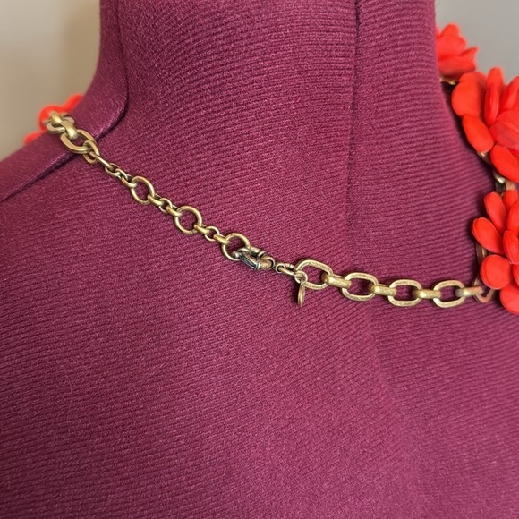 J.Crew large wooden carved floret necklace in sunset orange and gold - Picture 11 of 12